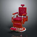 Classic Red Padded Armchair With Wooden Frame Comfortable Upholstery And Footrest Design