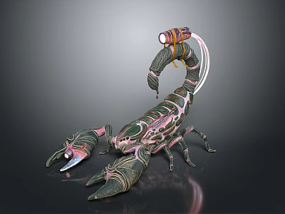 Fantasy Scorpion Character With Decorative Mechanical Back And Colorful Details 3d model
