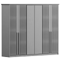Modern Wardrobe Design With White Cabinet Black Glass Door And Wooden Handle