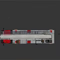 Red Fire Truck With Extended Rescue Ladder And Firefighting Equipment