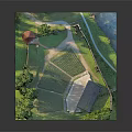 Cartoon Scene Design Featuring Castle Green Meadow Trees And Red Roof Building