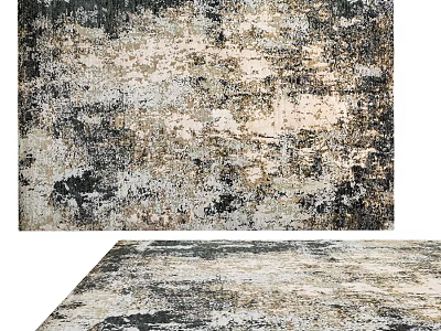 Square Rug With Abstract Distressed Pattern Neutral Tones Vintage Design For Home Decor 3d model