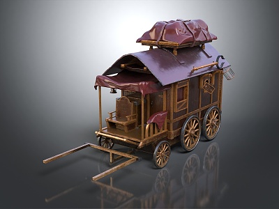 European-style carriage rack cart 3d model