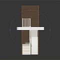 Wooden Architectural Model With Spiral Staircase White Door And Upper Platform