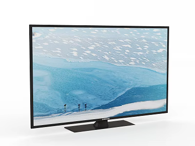 Modern Flat Screen TV With Black Frame And Natural Landscape 3d model