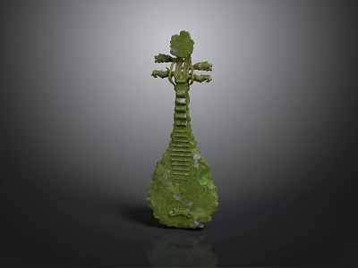 Green Pipa Shaped Decorative Home Ornament With Intricate Carved Patterns 3d model