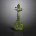 Green Pipa Shaped Decorative Home Ornament With Intricate Carved Patterns