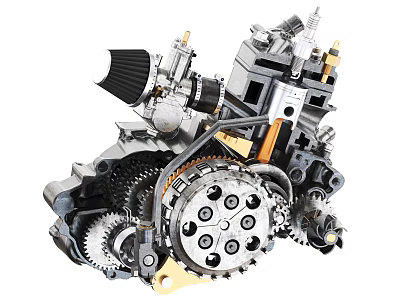 Intricate Engine Mechanical Structure With Gears Metal Components And Precision Parts 3d model