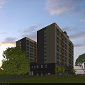 Modern Residential Building With Yellow Accented Glass Walls Balconies And Greenery Surroundings