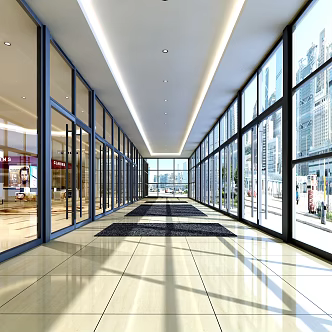 Modern foyer mall entrance 3d model