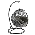 Modern Spherical Hanging Chair With Metal Wicker Frame And Soft Cushioned Seat Stand Design