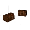 Vintage Brown Wooden Storage Chests With Metal Buckles And Leather Straps