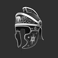 Roman Helmet With Ornate Silver Accents And Intricate Carved Star Motifs