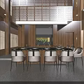 Upscale Dark Style Yakitori Japanese Restaurant Interior With Warm Wooden Bar And Illuminated Staircase