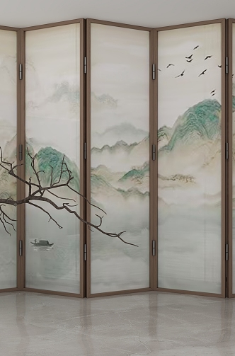 new chinese style screen 3d model