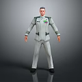 Game and Movie Character 3D Model Wearing Gray Uniform With Decorative Badge Standing Pose