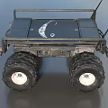 Black Functional Vehicle With Four Wheel Off Road Tires Top Platform And Antennas