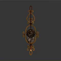 Ornate Brass Wall Sconce With Intricate Scrollwork And Decorative Glass Holder