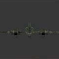 Futuristic Cosmic Spaceship Design With Green Red Metallic Finish And Illuminated Details