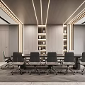 Modern Conference Room Interior Design With Long Conference Table Ergonomic Chairs And Large Screen