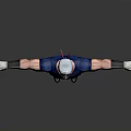 3D Character Model With Blue Tight Shirt Cap Red Scarf Blue Belt And Arms Outstretched