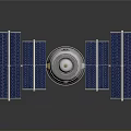 Advanced Satellite Equipment With Blue Solar Panels And White Cylindrical Body