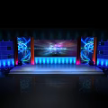 Modern Stage Setup With Large LED Screen And Colorful Lighting Effects 3d model
