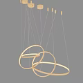 Modern Gold Circular Chandelier with Hanging Cables Double Rings and Minimalist Design