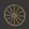 Vintage Automotive Wheel Part With Wooden Spokes And Red Rim Design