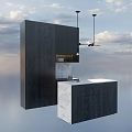 Modern Black Kitchen Cabinets With Sleek Design And Marble Countertop
