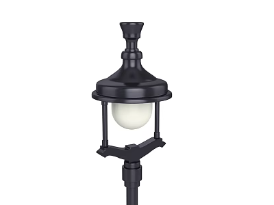 Black Outdoor Light With Classic Design Domed Top Round Globe Shade And Pole Mounted 3d model