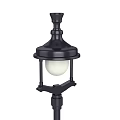 Black Outdoor Light With Classic Design Domed Top Round Globe Shade And Pole Mounted