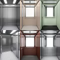 Modern Elevator Lobby Design Featuring Metal Wood Green Panels And Ceiling Lights