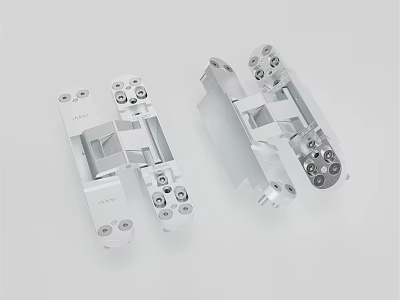 Pair of Precision Engineered Silver Metal Mechanical Connector Parts With Multiple Screws 3d model
