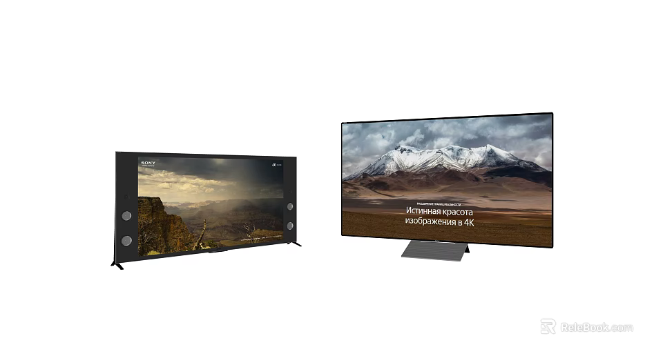 Modern Televisions With Platinum NanoCell 8K Technology And Mountain Scenery 3d model 