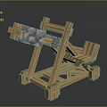 Wooden Mechanical Gate Structure with Metal Components and Sturdy Wooden Frame Design