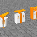 Outdoor Orange And White Classification Trash Bins With Lid Design 3d model