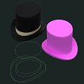 Stylish Top Hats Black and Purple with Black Background and Green Line Sketches