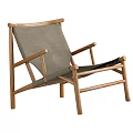 Leisure Chair With Wooden Frame And Gray Cushion In Modern Minimalist Design