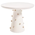 Lovely Cream White Round Dining Table With Patterned Upholstered Chairs Set For Cozy Kids Room