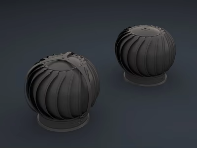Industrial Equipment Two Black Mechanical Components With Corrugated Structure And Base 3d model