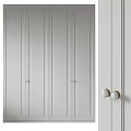 Minimalist Modern Wardrobe Design With Light Gray Vertical Lines And Metal Round Knobs 3d model