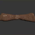 Soft Rolled Brown Fabric Napkin Tied With Natural Rope For Home Use