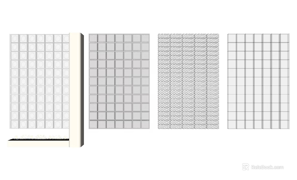 Modern Interior Partition With Various Grid Patterns And Textured Panels 3d model 