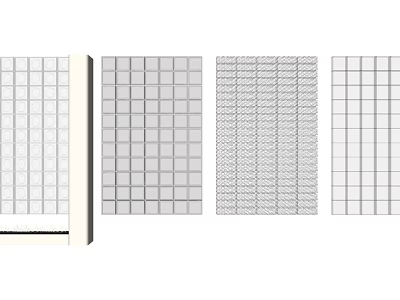 Modern Interior Partition With Various Grid Patterns And Textured Panels 3d model
