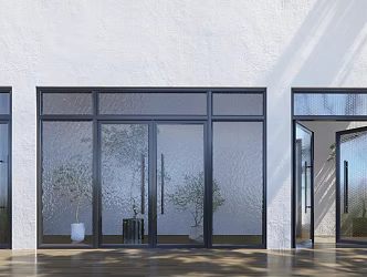 Modern double door glass door 3d model