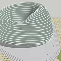 Spiral Modern Architectural Structure With Glass Facade Plaza And Green Space