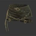 Black Leather Shorts With Belt Details Metal Buckles And Pleated Design