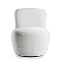 White Plush Single Sofa with Modern Minimalist Design for Living Room