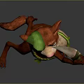 Playful Game Movie Character With Brown Fur Green Headband Holding Acorn In Dynamic Pose